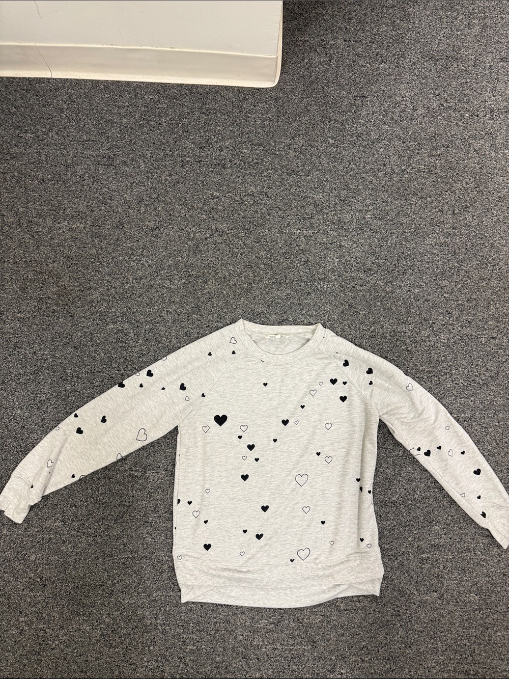 Workshop Republic Clothing Light Gray Sweatshirt with Black Heart Print